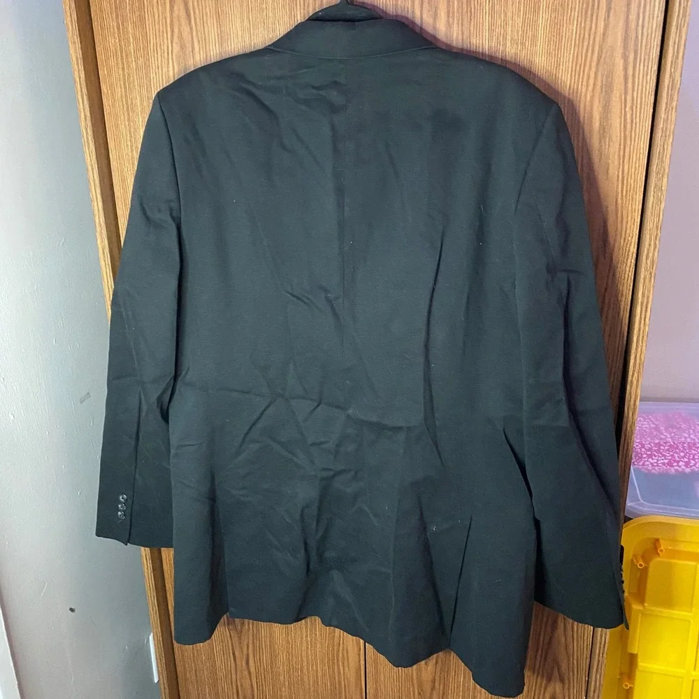 Merona Blazer Jacket Mens 42R Black Two Button Formal Professional Solid Classic